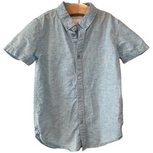 Cactus Boys Light Blue Turquoise Short Sleeve Button Down Shirt Size 7 Cotton